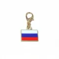Close-up of Russia flag metal pendant, gold lobster clasp DIY jewelry accessory charm detail. - Russian Flag