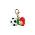 Portugal flag heart and soccer ball metal charm pendant with lobster clasp for DIY jewelry. - Portugal Flag Football Pendant(SG-AL2-106) / 1 Piece Pack (32x16mm)