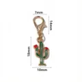 Fermoir mousqueton doré avec pendentif cactus en émail vert pour accessoires de bijoux DIY - SG-F1-18 (Petit Cactus)