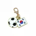 Alloy soccer and South Korea flag oil drop pendant with lobster clasp keychain accessory variant. - Korea Flag / 37x17mm 2.7g