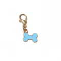 Close up of blue enamel bone pendant with gold lobster clasp DIY jewelry accessory detail view - Green