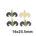 Vue détaillée du pendentif masque de bouffon en alliage émaillé de carnaval montrant recto verso. - AL3-53