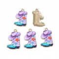 Pendentifs émaillés de bottes de cowboy en alliage rétro pour bijoux DIY, porte-clés et sacs. - AL1-200 (24x15mm / 1,2g)