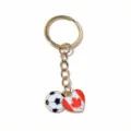Gold alloy keychain featuring a soccer ball charm and a Canadian flag heart pendant for daily use. - Canada Flag Style