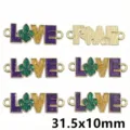 Mardi Gras LOVE enamel metal charm pendant for DIY jewelry accessories 31.5x10mm - AL3-56