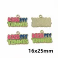 Emaille Tennis Anhänger Legierung Schmuck DIY Zubehör 16x25mm sportlicher Stil für Basteln. - AL2-212 Tennis Stil