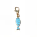 Gold alloy oil drop blue fish pendant with lobster clasp, cute DIY jewelry accessory charm. - Small Fish Pendant (37x7mm) / 1.5g / Sky Blue