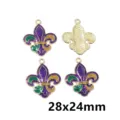 Mardi Gras Fleur-de-lis Enamel Alloy Pendant DIY Jewelry Making Accessories 28x24mm - AL3-68