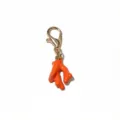 Orange coral pendant with lobster clasp, alloy DIY jewelry accessory charm variant style. - Orange