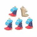 Rétro alliage bottes de cowboy breloques émail DIY bijoux pendentifs porte-clés accessoires - AL1-201 (24x15mm / 1,2g)