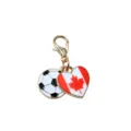 Soccer ball and Canadian flag heart enamel pendant charm with lobster clasp for DIY jewelry. - Canada Flag Football Pendant(SG-AL2-108) / 1 Piece Pack (32x16mm)