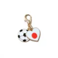 Gold-tone alloy lobster clasp keychain with soccer and Japan flag heart enamel charms for DIY. - Japan Flag Football Pendant(SG-AL2-109) / 1 Piece Pack (32x16mm)