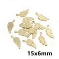 Stainless steel leaf feather pendant charm in gold color, measuring 15x6mm for DIY jewelry. - Feather Pendant F4-50 / 0.4g (15x6mm) / Gold