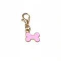 Gold lobster clasp pink enamel bone charm DIY jewelry accessory pendant component keychain. - Pink