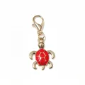 Gold-tone alloy red enamel turtle charm with lobster clasp DIY jewelry accessory pendant. - Turtle Pendant (D5-51) / 1 Pack (36x15mm) / Gold/Red