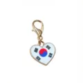 Alloy enamel heart South Korean flag pendant with lobster clasp DIY jewelry accessory. - South Korea Flag Style