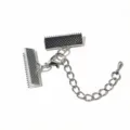 DIY jewelry accessories lobster clasp extension chain ribbon clamp cord end set detail. - 6mm / White K/Silver