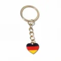 Germany Flag Heart Metal Keychain Gold Alloy Key Ring Fashion Bag Pendant Accessory - Heart Flag Style (SG-F4-09)