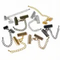 DIY jewelry findings set with lobster clasps, extension chains and ribbon clamps in varied colors. - Random Mixed