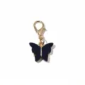Black acrylic butterfly pendant with gold lobster clasp, ideal for DIY jewelry making. - Butterfly Pendant (SG-AF7-35)