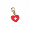 Gold alloy red heart enamel pendant with lobster clasp DIY jewelry accessory variant item. - Red And Gold Enamel Style