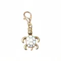 Gold alloy turtle charm pendant with white enamel and lobster clasp for DIY jewelry making - Turtle Pendant (D5-52) / 1 Pack (36x15mm) / Gold/White