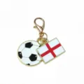 Alloy soccer ball and England flag charm pendant with lobster clasp for DIY jewelry making. - England Flag / 37x17mm 2.7g