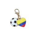 Alloy soccer and Colombia flag heart charm with lobster clasp for DIY jewelry and keychains. - Colombia Flag Football Pendant(SG-AL2-110) / 1 Piece Pack (32x16mm)