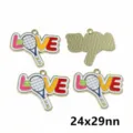 Emaillierter Tennis Schläger LOVE Metall Anhänger DIY Schmuck Schlüsselanhänger Taschen Deko - AL2-215 Tennis Stil