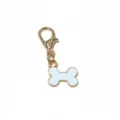 Gold alloy lobster clasp with white enamel bone pendant DIY jewelry making accessory crafting charm. - White