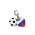 Metal alloy football and Russia flag heart pendant keyring DIY accessory charm lobster clasp - Russia Flag Football Pendant(SG-AL2-111) / 1 Piece Pack (32x16mm)