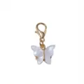 White acrylic butterfly charm with gold lobster clasp for DIY jewelry making and bag pendants. - Butterfly Pendant (SG-AF7-36)