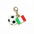 Alloy football and Italian flag enamel pendant keychain accessory with lobster clasp - Italy Flag / 37x17mm 2.7g
