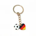 Alloy soccer and German flag heart keychain pendant featuring 25mm key ring accessory. - Germany Flag Style