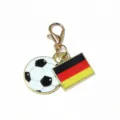 Metal alloy football and German flag enamel charm with lobster clasp for DIY jewelry keychain. - Germany Flag / 37x17mm 2.7g