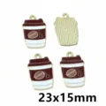 Enamel coffee cup alloy charms 23x15mm, wine red and white DIY jewelry pendant for crafting. - AL1-16 Heart Coffee Cup