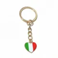 Porte-clés en métal doré avec pendentif cœur drapeau italien anneau de 25mm accessoire mode - Style Drapeau Cœur (SG-F4-25)
