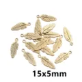 Stainless steel leaf feather pendant gold charm for DIY necklace jewelry making 15x5mm - Feather Pendant F4-53 / 0.4g (15x5mm) / Gold
