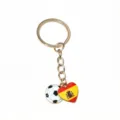 Metal Spain flag football keychain alloy heart pendant key ring DIY jewelry accessory. - Spain Flag Style