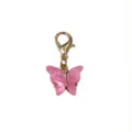 Pink glitter acrylic butterfly pendant with gold lobster clasp for DIY jewelry making. - Butterfly Pendant (SG-AF7-38)