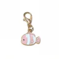 Pendentif poisson rose et blanc en alliage avec fermoir mousqueton accessoire bijoux - Style Petit Poisson Goutte d'Huile (SG-D5-47-AB1-02) / 30x15mm