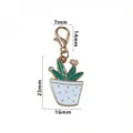Pendentif émaillé cactus avec fermoir mousqueton en alliage accessoire bijoux DIY de mode - SG-C5-27 (Cactus Vert et Blanc)