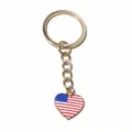 Porte-clés cœur drapeau américain en alliage doré pendentif accessoire DIY mode. - Style Drapeau Cœur (SG-F4-27)