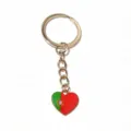 Porte-clés en métal doré avec anneau de 25mm et pendentif cœur drapeau Portugal. - Style Drapeau Cœur (SG-F4-28)