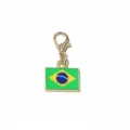Brazil flag pendant with lobster clasp alloy DIY jewelry charm accessory 30x16mm size - Brazil Flag