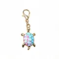 Grazioso ciondolo tartaruga con moschettone, ciondolo in smalto blu floreale fai da te. - Ciondolo Tartaruga (F6-27)