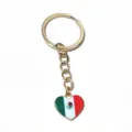 Porte-clés cœur drapeau Mexique en alliage avec anneau 25mm. Joli bijou accessoire émaillé. - Style Drapeau Cœur (SG-F4-31)