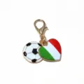 Soccer Ball and Italian Flag Heart Charm Pendant with Lobster Clasp for DIY Jewelry Craft - Italy Flag Football Pendant(SG-F4-25) / 1 Piece Pack (32x16mm)