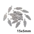Stainless steel feather pendant charms DIY jewelry accessories 15x5mm necklace keyring making - Feather Pendant P5-49 / 0.3g (15x5mm) / Steel