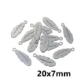 Stainless steel feather pendant charms DIY jewelry making accessories size 20x7mm - Feather Pendant P5-50 / 0.7g (20x7mm) / Steel